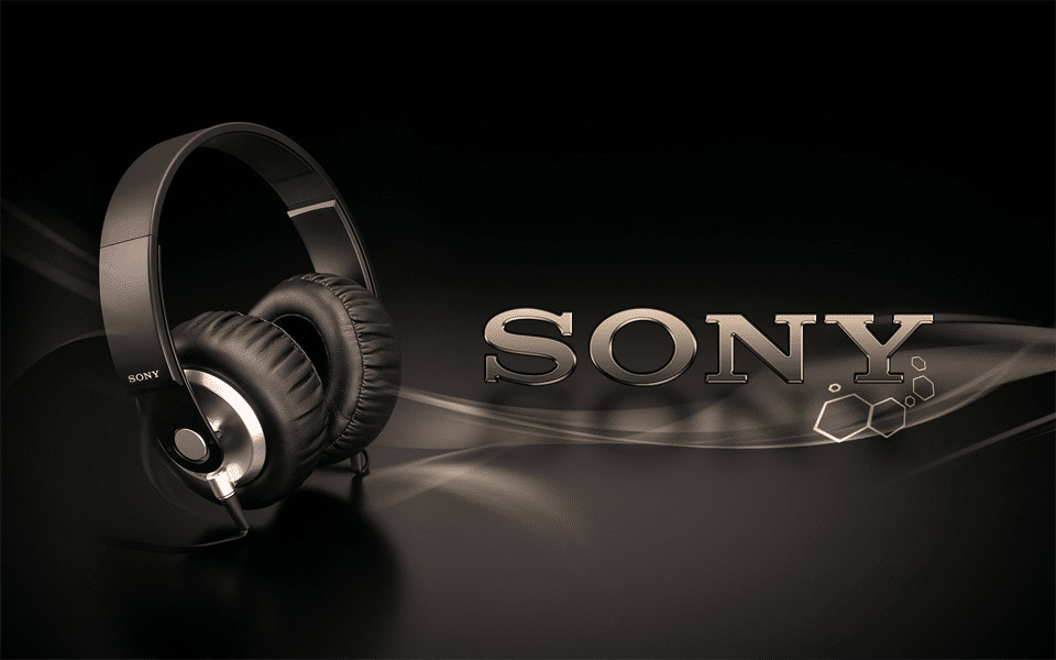 Căști și logo Sony.